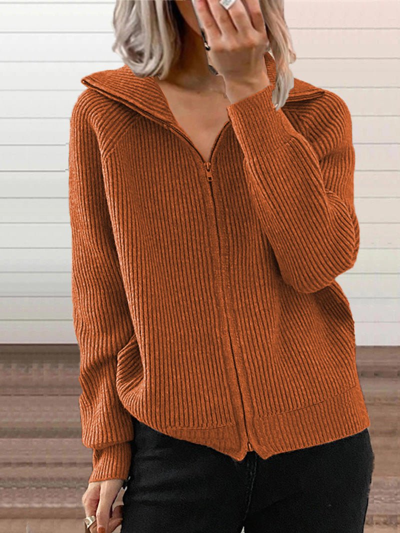 Drune | Cozy cotton knit zip-up pullover jacket