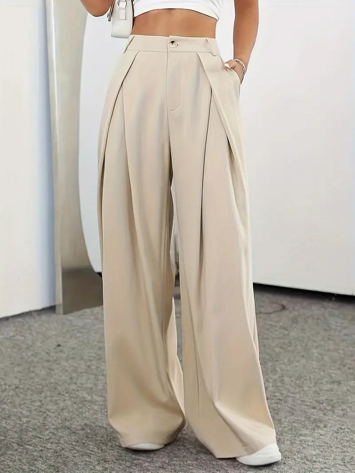 Drune | Schicke Herbst Hohe Taille Plissee Hose für Frauen