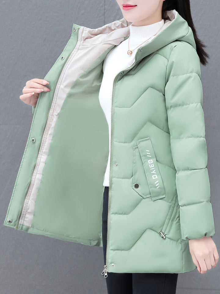 Drune | Langes, lässiges Damen-Daunenjacke mit Kapuze
