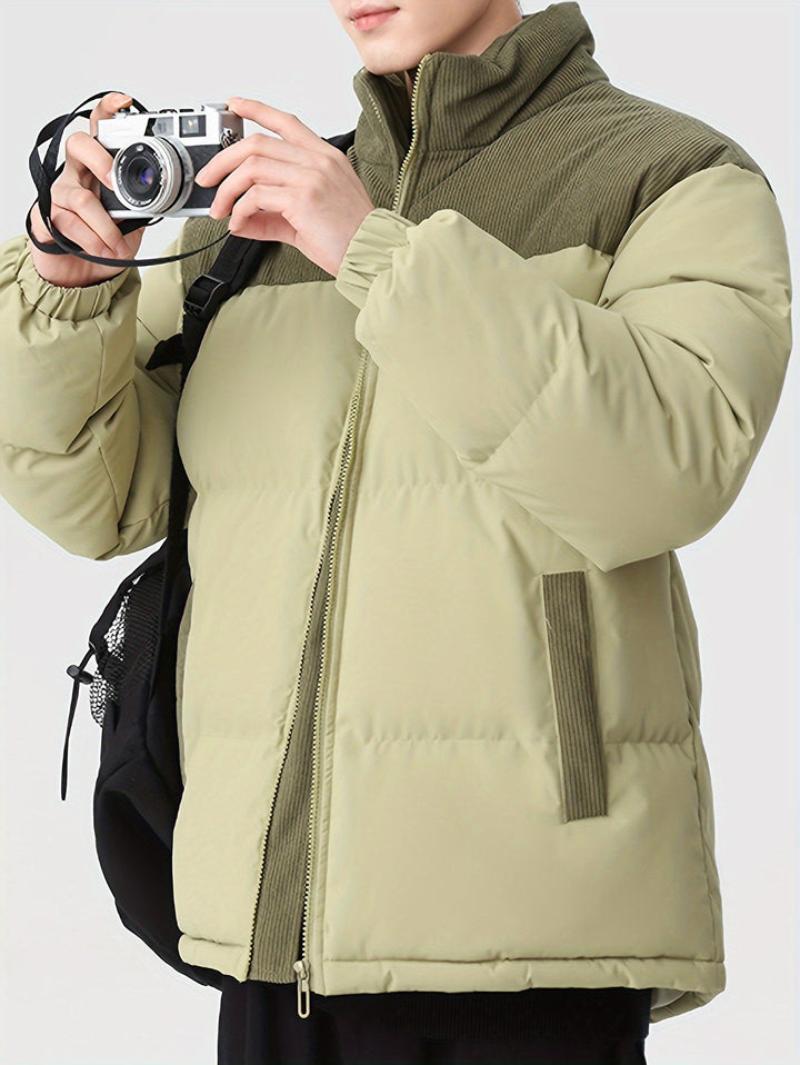 Drune |  Trendige Colorblock Puffer-Winterjacke Für Herren - Perfekt für Outdoor-Aktivitäten