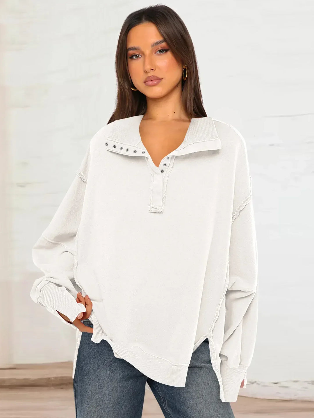 Drune - Lässiges Sweatshirt Mit Knöpfen Und Lampenärmeln