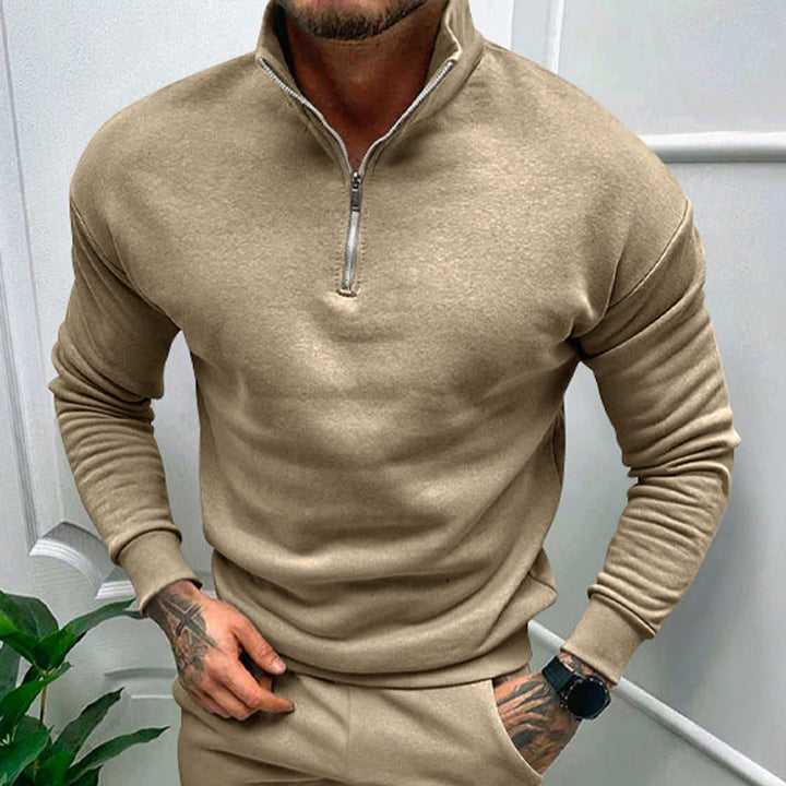 Drune | Pullover mit Halb-Zip Stehkragen
