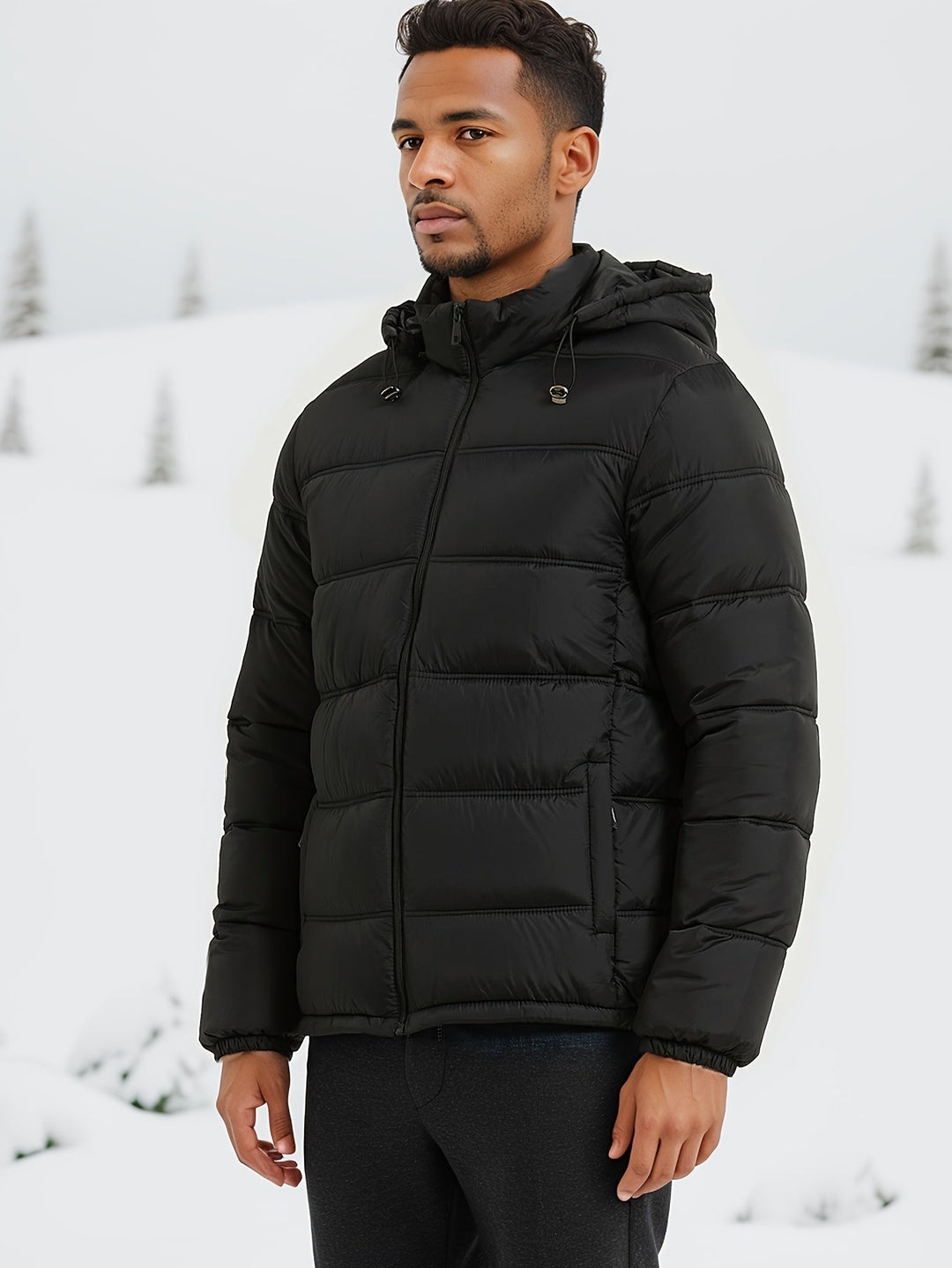 Drune |  Glatte Einfarbige Puffer-Winterjacke Für Herren - Perfekt Für Outdoor-Aktivitäten