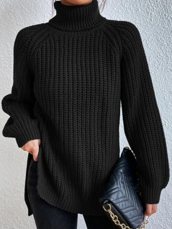Drune | Hochgeschlossener Langarmpullover in Schwarz