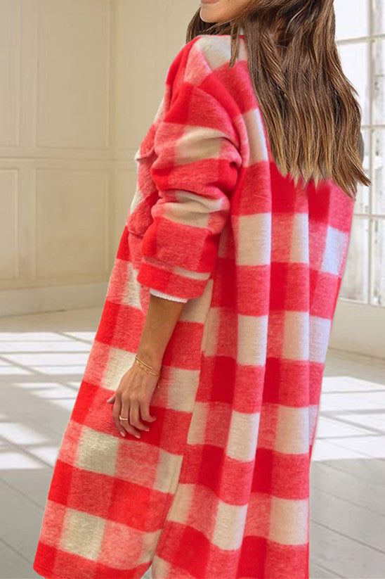 Drune | Karierte Tweed Lange Mantel