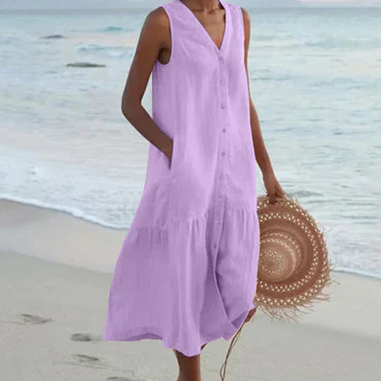 Drune | Sanftes Pink Leinenkleid