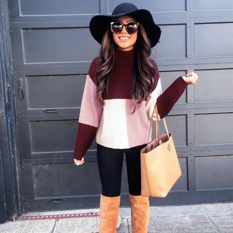 Drune | Strickpullover - Oversized Fit - Blockmuster - Weich und Warm