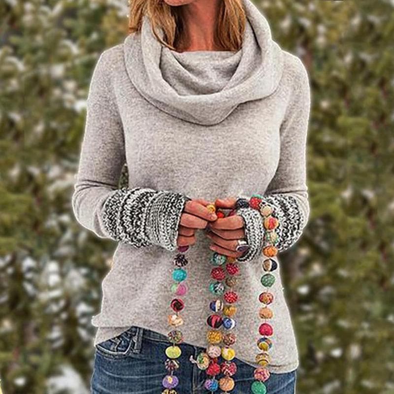 Drune | Strickpullover Weiche Strickware Lockerer Schnitt Rollkragen Texturierte Manschetten