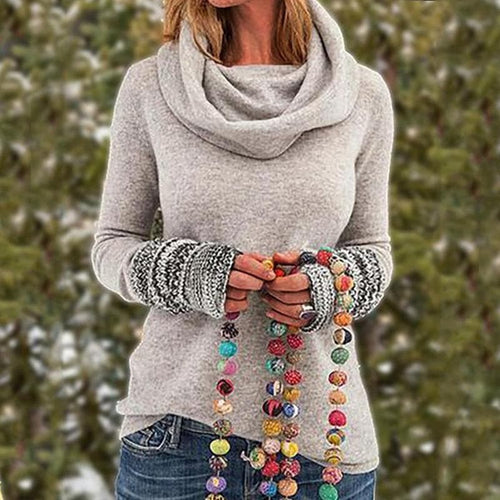 Drune | Strickpullover Weiche Strickware Lockerer Schnitt Rollkragen Texturierte Manschetten