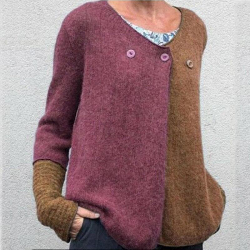Drune | Relaxed Fit Sweatshirt - Farbblock Knopf-Front Sweatshirt
