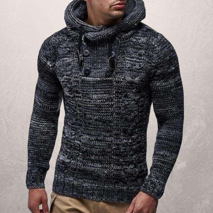 Drune | Wool Kabelstrick Kapuzenpullover Slim Passform Pullover