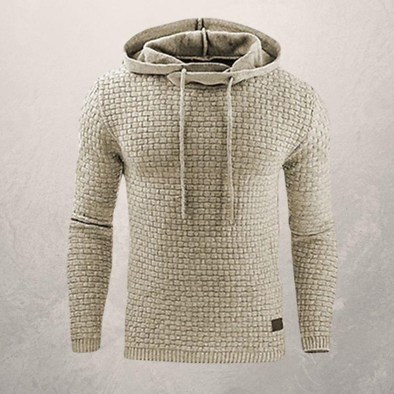 Drune | Kapuzenpullover Slim Passform Weiches Strickmaterial Karomuster Lange Ärmel