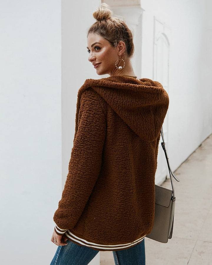 Drune | Fleecejacke Übergroß Sherpa Kapuze Und Große Taschen Weich Und Warm