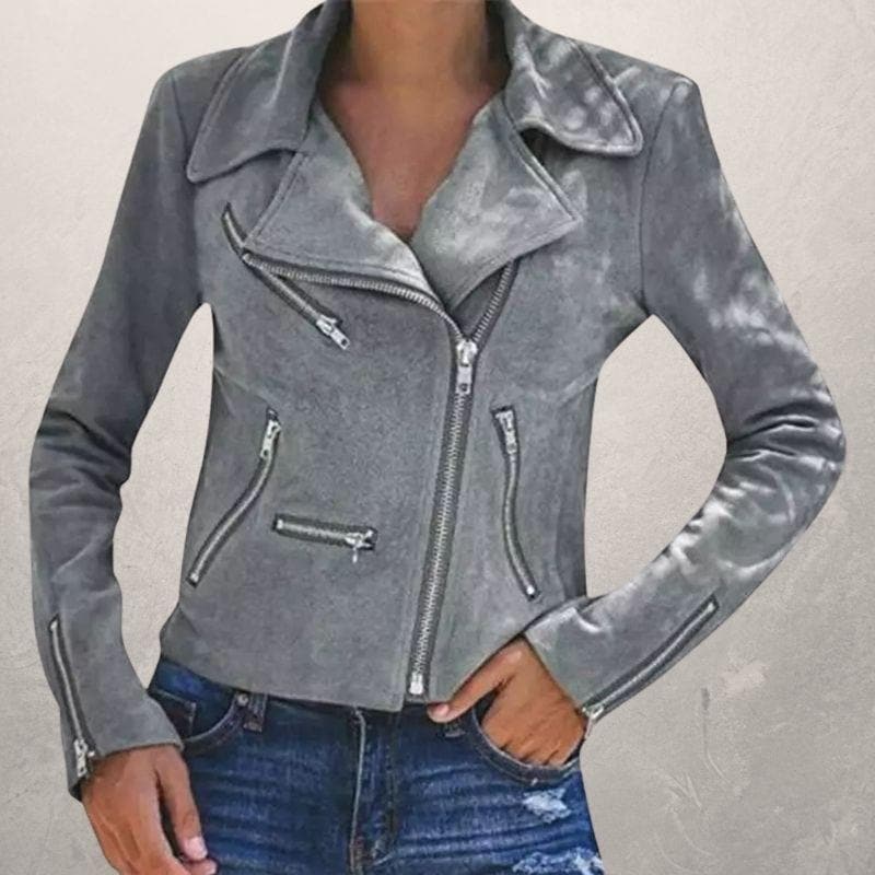 Drune | Kurze Wildlederjacke mit Reißverschlüssen Kunstleder Modern und Stylisch