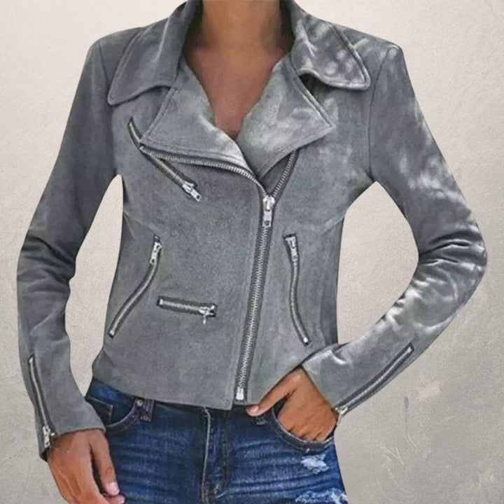 Drune | Kurze Wildlederjacke mit Reißverschlüssen Kunstleder Modern und Stylisch