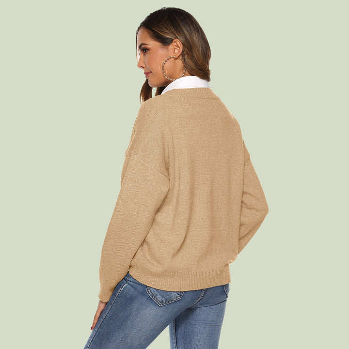 Drune | Strickpullover - V-Ausschnitt - Lockere Passform - Lange Ärmel - Weich und Bequem
