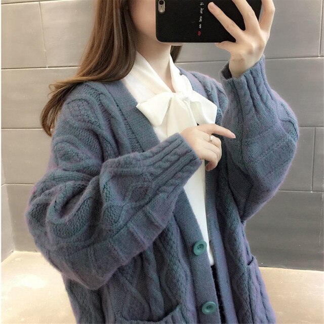 Drune | gestrickte Jacke Lang, dick und warm