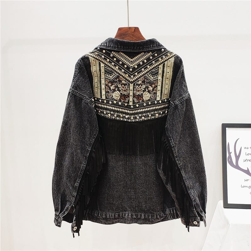 Drune | Denimjacke - Boho-Chic-Design - Baumwollmischung - Statement-Oberbekleidung