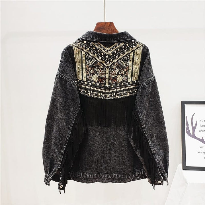 Drune | Denimjacke - Boho-Chic-Design - Baumwollmischung - Statement-Oberbekleidung