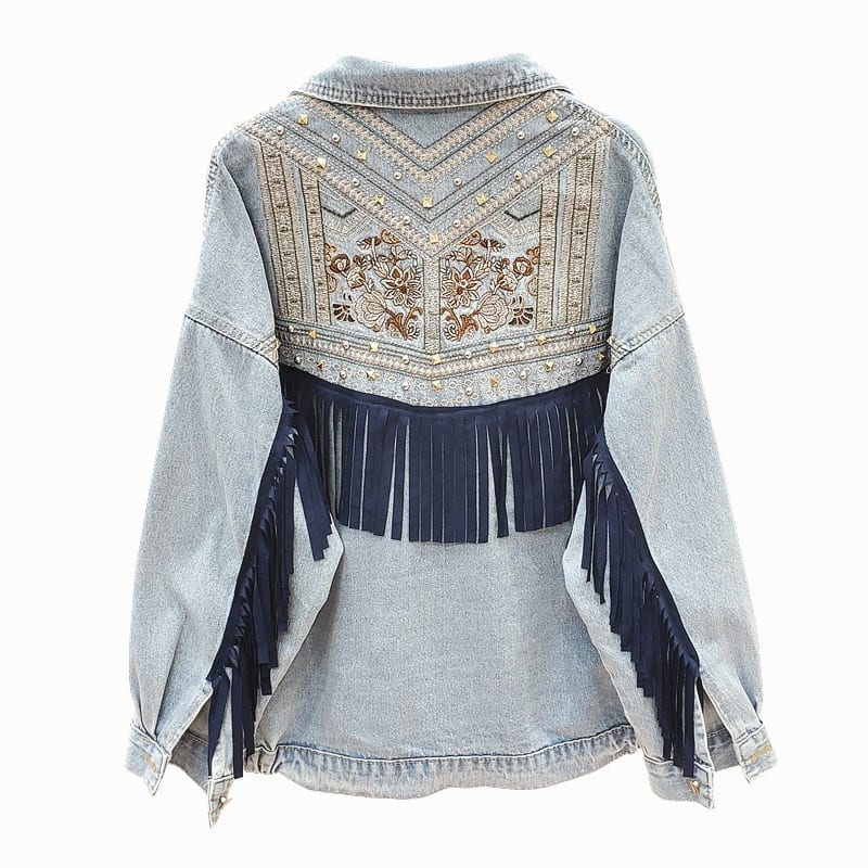 Drune | Denimjacke - Boho-Chic-Design - Baumwollmischung - Statement-Oberbekleidung
