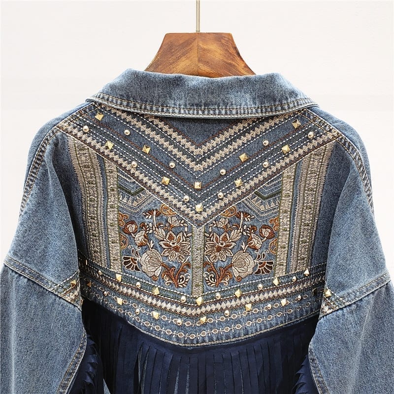 Drune | Denimjacke - Boho-Chic-Design - Baumwollmischung - Statement-Oberbekleidung