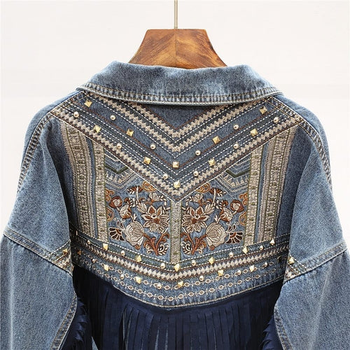 Drune | Denimjacke - Boho-Chic-Design - Baumwollmischung - Statement-Oberbekleidung