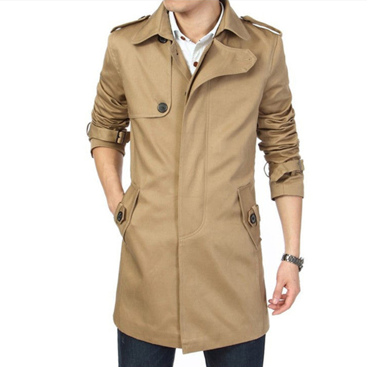 Herren Trenchcoat im klassischen Schnitt mit Schulterklappen Taillenriegel und verstellbaren Manschetten Drune