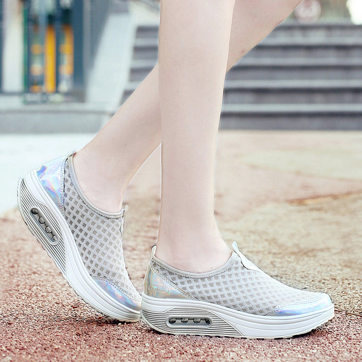 Damen nan komfortabler Schlupf-Keil-Sneaker mit luftgefedertem Plateau und atmungsaktivem Wabenmesh Drune