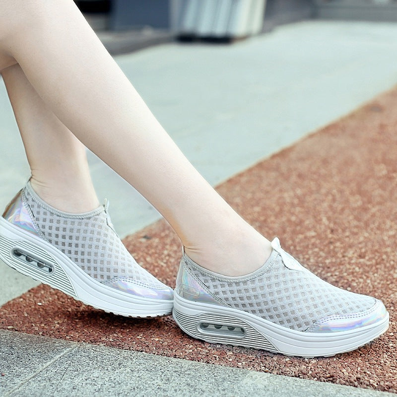 Damen nan komfortabler Schlupf-Keil-Sneaker mit luftgefedertem Plateau und atmungsaktivem Wabenmesh Drune
