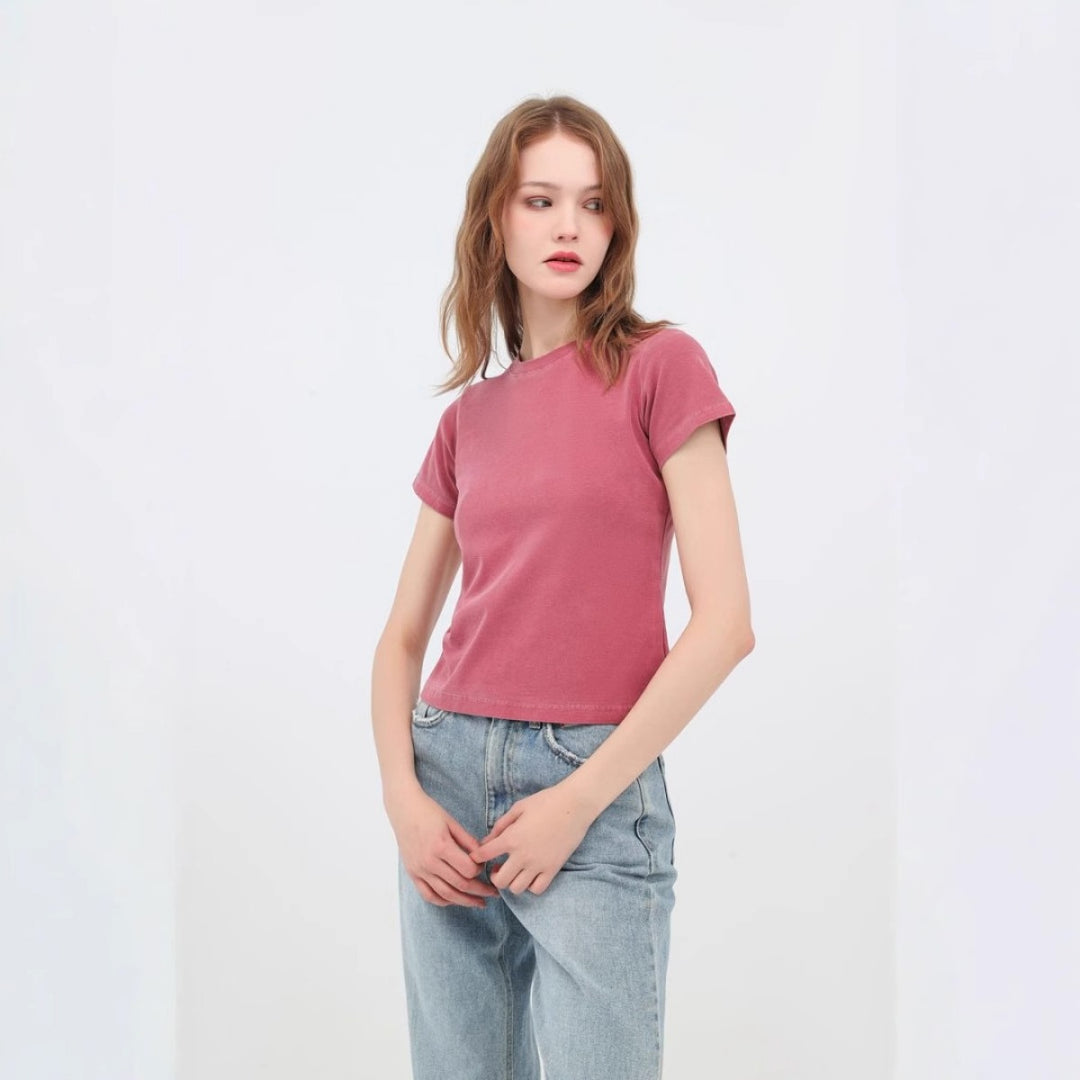 Drune | Schillerndes altes kurzes T-Shirt mit Färbung