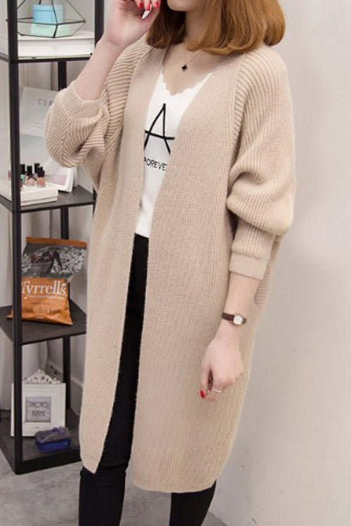 Damen Lässige Strickjacke mit tiefem V-Ausschnitt und weit geschnittenem Design Drune