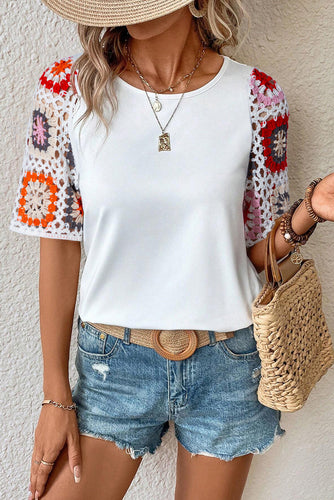 Drune | Florales Häkel-T-Shirt für Damen Leicht & Luftig