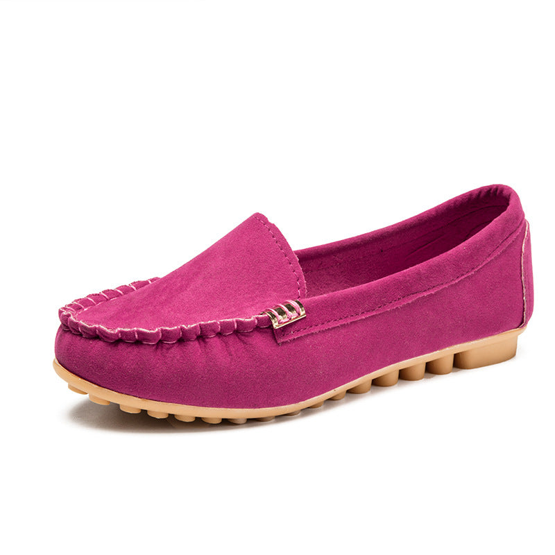 Damen Veloursleder-Mokassin mit profiliertem Gummisohlen-Design und Ziernaht Drune