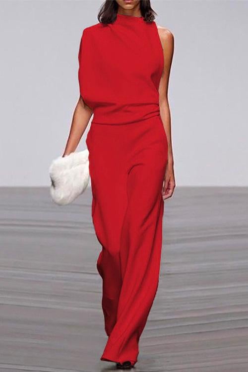 Drune | Rosiedress Ein Schulter Taille Weitbeiniges Jumpsuit
