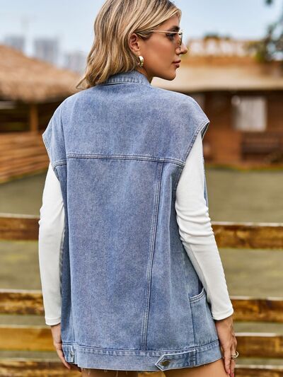 Drune - knöpfbare, geknöpfte ärmellose Denim-Jacke