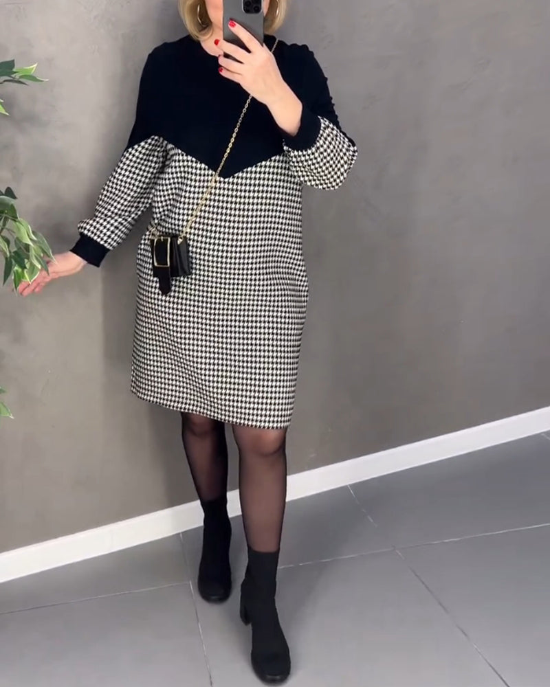 Drune | Farbblockkleid mit Karomuster