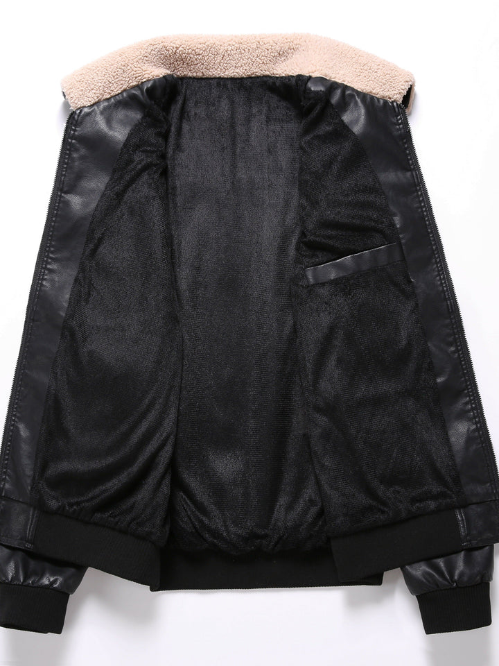 Drune |  Fleece PU Leder Winterjacke Für Herren - Perfekt für Outdoor-Aktivitäten