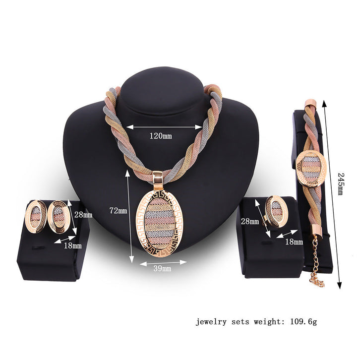 Drune-teiliges Set Halskette, Ohrringe und Armbänder
