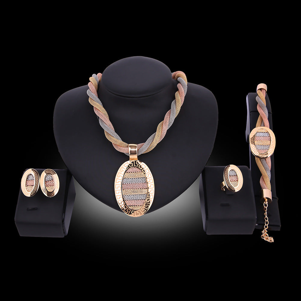 Drune-teiliges Set Halskette, Ohrringe und Armbänder