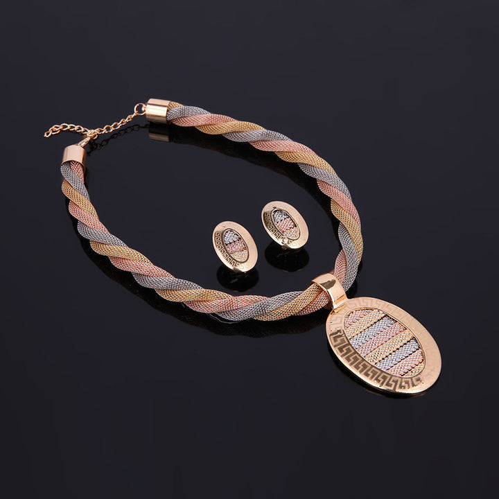 Drune-teiliges Set Halskette, Ohrringe und Armbänder