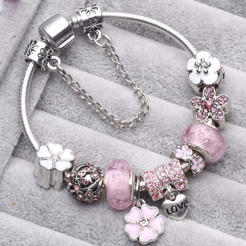 DrunePfirsichblüten Charme Armband