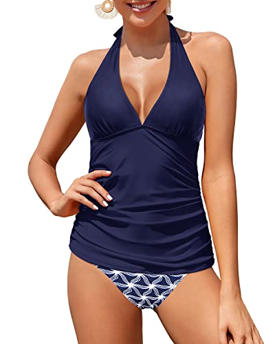 Drune | Damen Sexy V-Ausschnitt Halter Tankini Oberteil Mit Bikini Unterteil