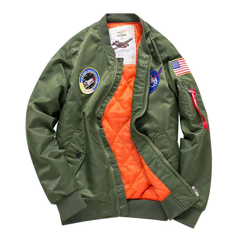 Herren  gestickter Missions-Patch gesteppte Futter Flug-Bomber Drune