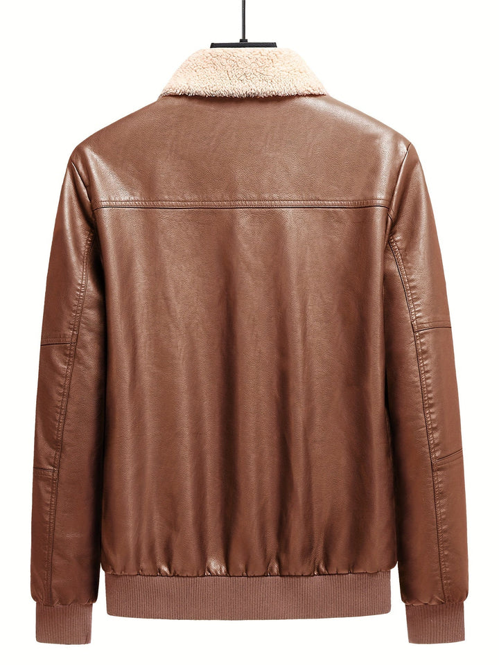 Drune |  Fleece PU Leder Winterjacke Für Herren - Perfekt für Outdoor-Aktivitäten