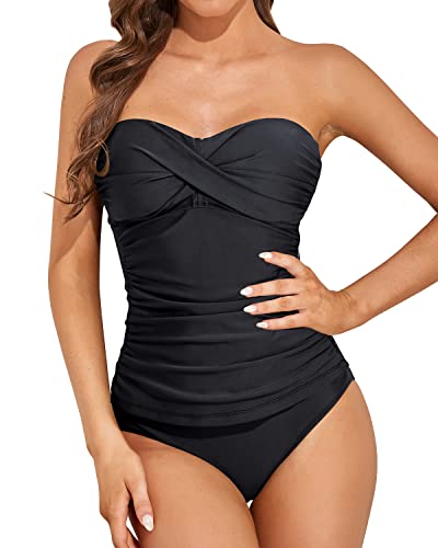 Drune | Twist Front Bandeau Tankini Mit Push up Cups Für Frauen