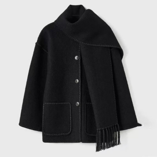 Drune | Damen Warmer Lockerer Wickelkragen Mantel Winter