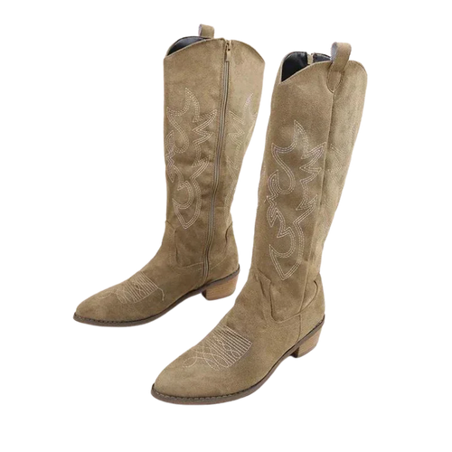 Drune | Cowboystiefel Mit Stickerei Für Damen - Niedriger Absatz