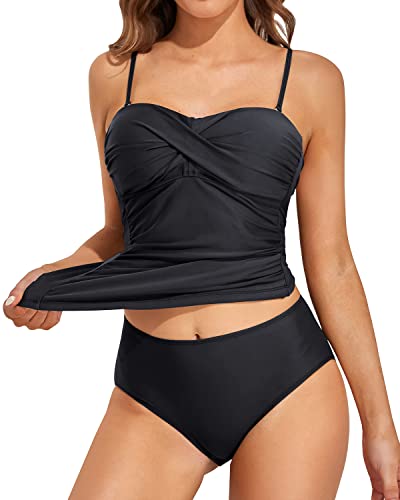 Drune | Twist Front Bandeau Tankini Mit Push up Cups Für Frauen