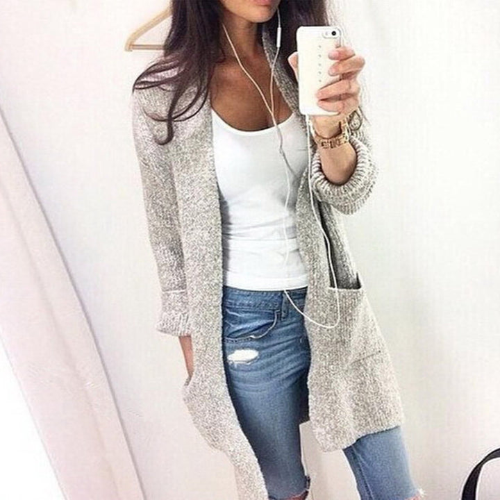 Damen Grobstrick-Cardigan mit großzügigen Taschen und lässigem Design Drune