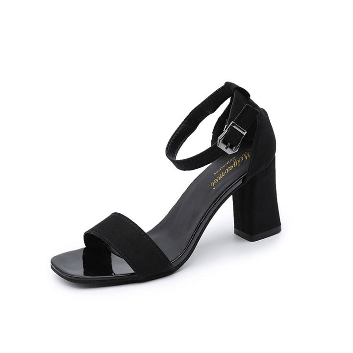 Damen eleganter Riemchen-Sandaletten mit robustem Blockabsatz und verstellbarem Fesselriemen Drune